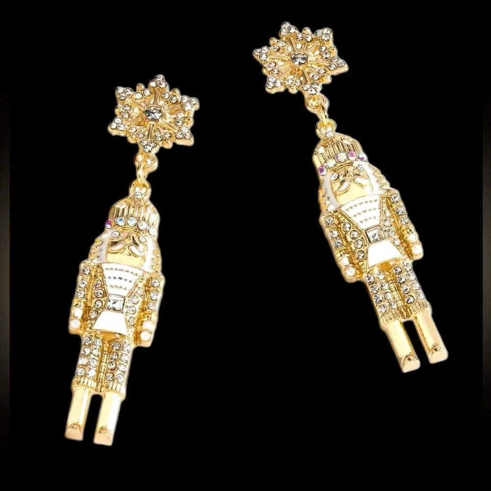 GOLDTONE AND RHINESTONE NUTCRACKER‎ EARRINGS